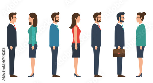 Professional business people standing in profile view