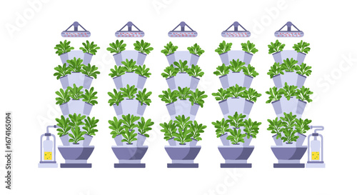 Vertical hydroponic garden with led lights for efficient indoor farming