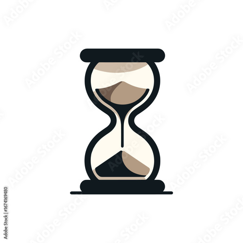 A minimalist hourglass symbolizing the passage of time, set against a plain background