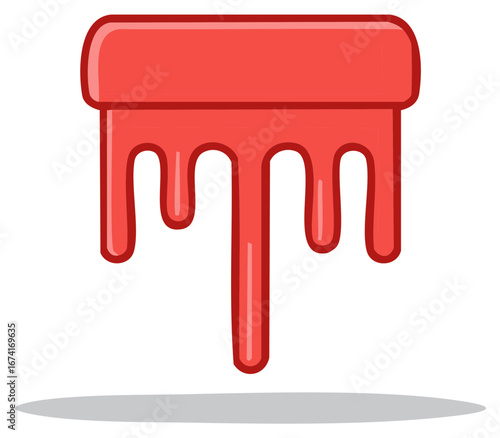 Bright Red Dripping Substance Cartoon Style Illustration