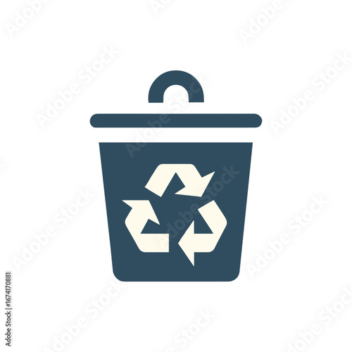 A recycling bin with a recycling symbol, promoting eco-friendly waste management in a clean environment