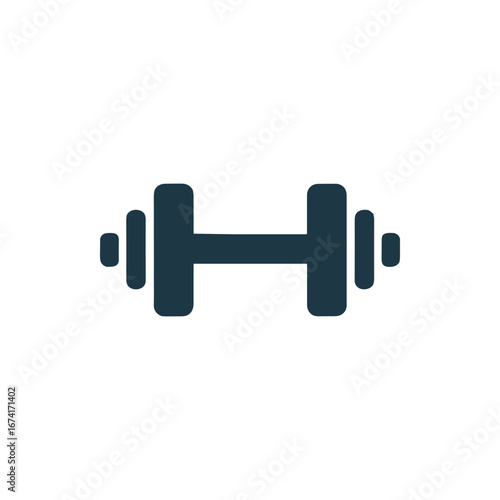 A simple, dark-colored dumbbell centered on a white background, ideal for fitness-related content
