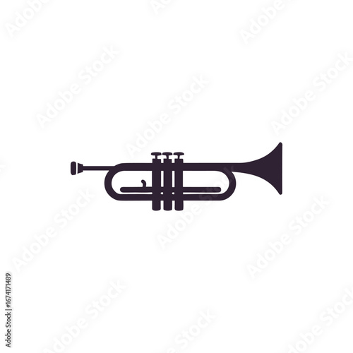 A simple illustration of a trumpet, showcasing its design and structure against a plain background