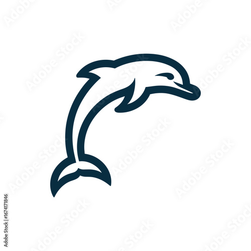 A sleek dolphin leaps gracefully above the ocean surface, showcasing its agility against a clear sky