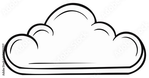 Stylized black and white cartoon cloud illustration with curved outlines