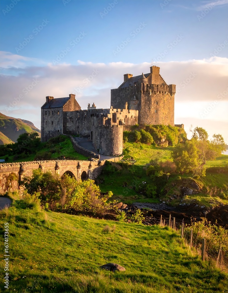 Fototapeta premium Ancient castle at golden hour