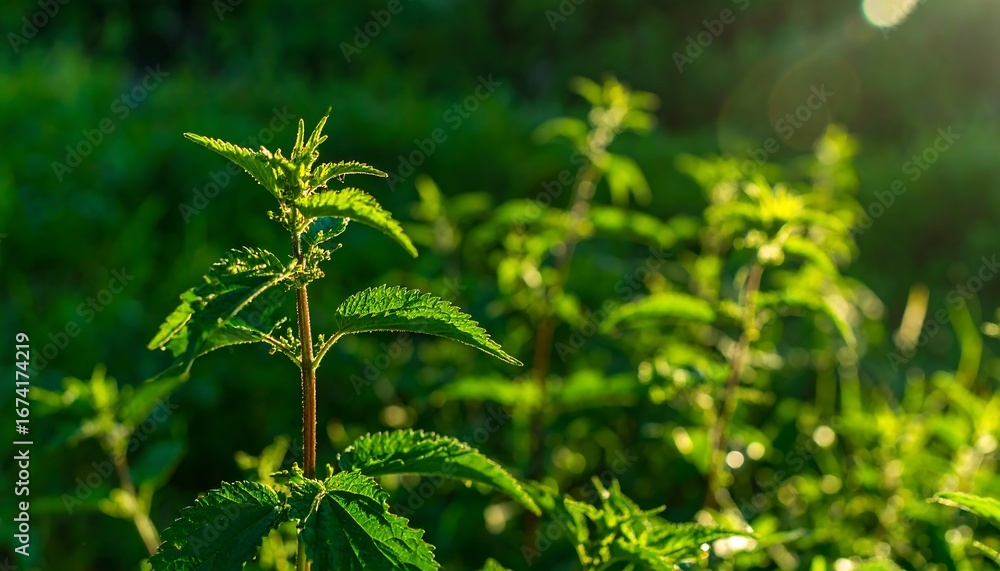 Fototapeta premium Lush green plants in sunlight