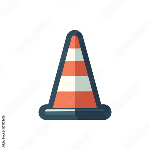A vibrant traffic cone standing upright against a plain background, suggesting caution