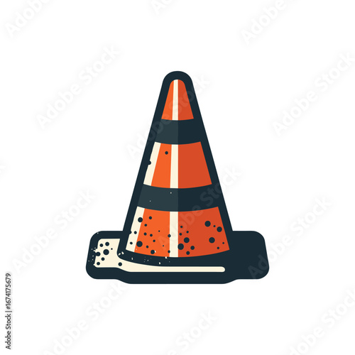 A vibrant traffic cone stands prominently against a clean white background, ideal for safety signage