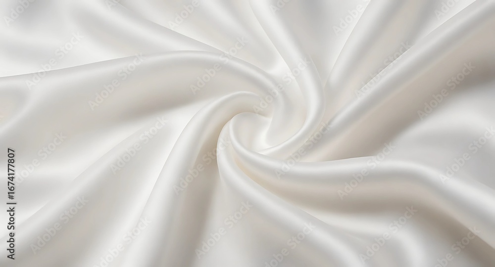 Fototapeta premium Close-Up of Flowing White Silk Fabric with Realistic Folds and Soft Shadows, Luxury Fashion Background, Minimalism Aesthetic, Ultra Clean Studio Texture in 8K