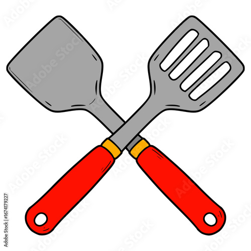 cross spatula illustration hand drawn isolated vector