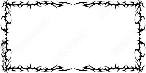 Tribal frame Y2K vector asset neo tattoo in black and white background