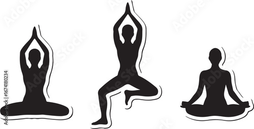 yoga silhouette vector set ion white background