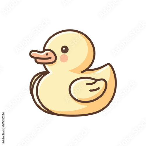 Cute cartoon rubber duck floating serenely with a soft pastel background, ideal for children's themes