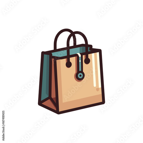 Illustrated shopping bag with a minimalist design, placed on a plain background, suitable for retail concepts