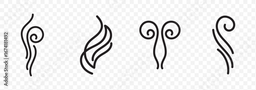 Fire steam or Line smoke doodle hand drawn set. smell waves from food or coffee and beverages sketch style.