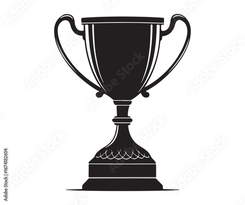 Black Silhouette Trophy Illustration – Classic Cup Design Symbolizing Achievement and Victory