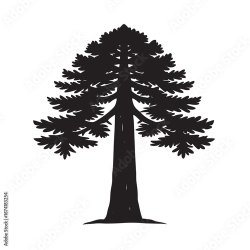 Towering Sequoia Tree Silhouette Vector Illustration