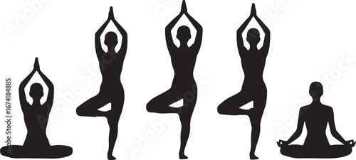 yoga silhouette vector set ion white background