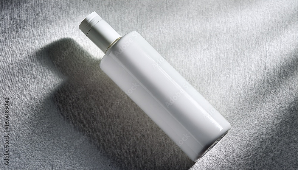 Fototapeta premium square white bottle on textured white background with shadow