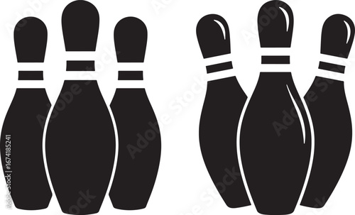 Bowling pins silhouette with white stripes