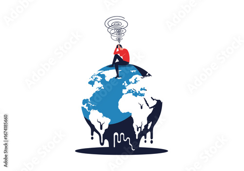Climate change concerns causing global environmental distress and human anxiety