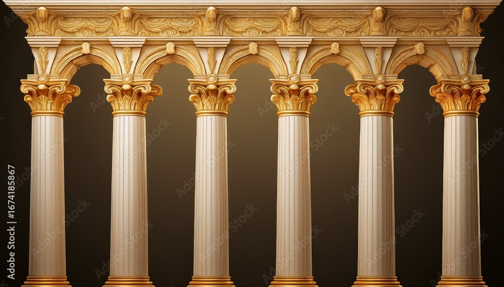 Fototapeta premium columns and pillars of rococo art isolated on