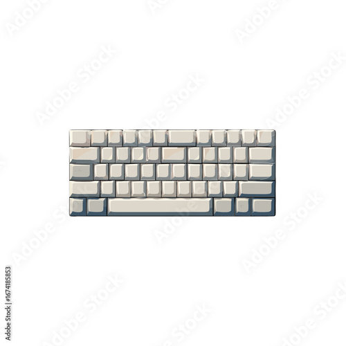 Top view of a minimalist keyboard with white keys on a plain background, ideal for tech-related content