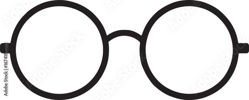Black Silhouette of Round Eyeglasses on White Background spectacles eyewear