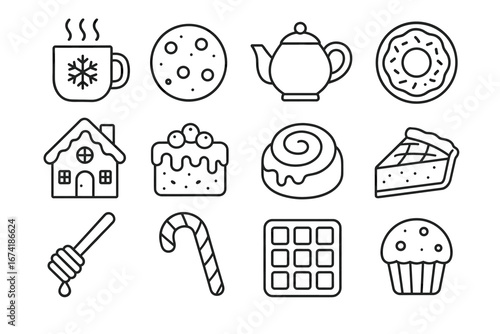 Winter treats and warm beverages: icons of desserts and seasonal comforts