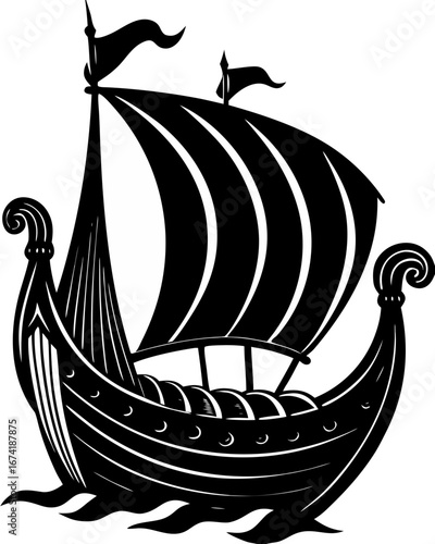 Viking Ship Silhouette Art