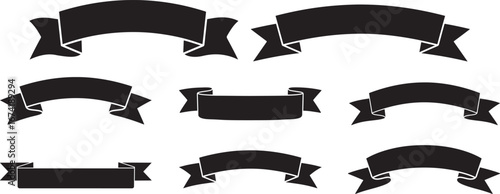 Collection of vintage ribbon banners silhouette