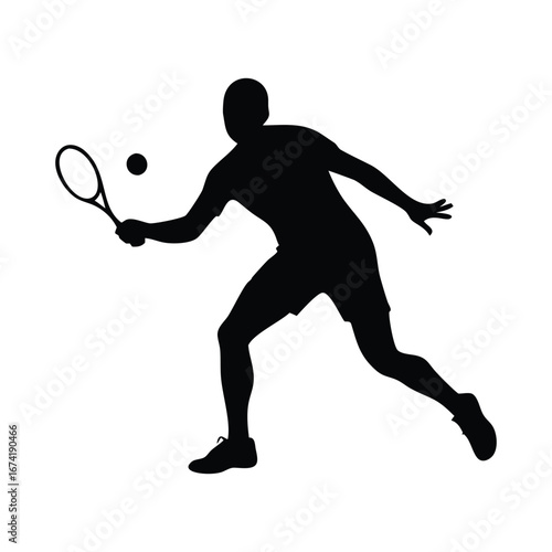 Silhouette of a tennis player hitting a forehand shot