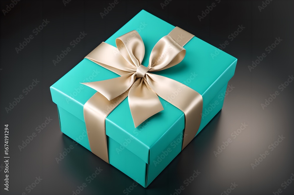 Obraz premium turquoise gift box with ribbon