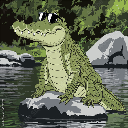 cartoon, animal, dinosaur, crocodile, vector, green, dragon, reptile, illustration, alligator, cute, lizard, dino, art, monster, fun, isolated, funny, wild, t-rex, wildlife, tyrannosaurus, character, 