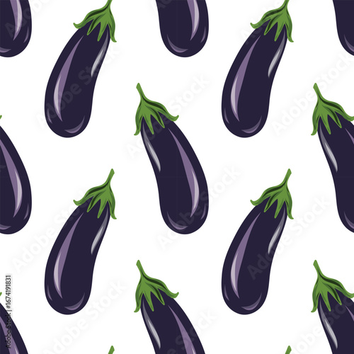 Eggplant Seamless Pattern, Aubergine Repeat Pattern, Vegetable Eggplant Texture