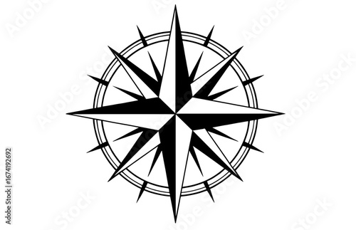 Classic detailed compass rose symbol, perfect for navigation, travel, and adventure-themed branding, logos, or app icons