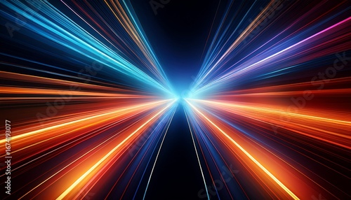 focused streams of light converging into a pointed shape on a dark surface creating a strong visual representation of speed and precision in modern digital art