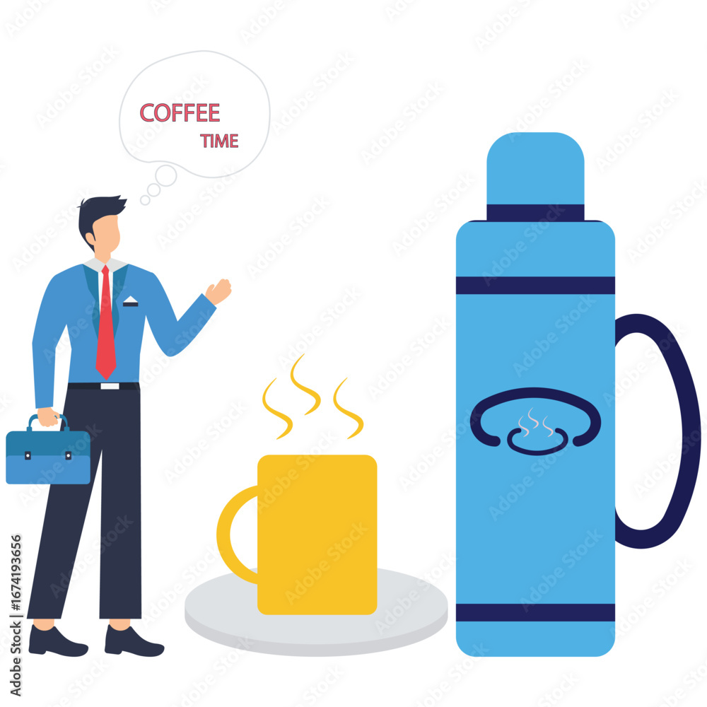 Obraz premium A man taking a coffee break isolated on enjoying a moment of relaxation and refreshment adobe illustration