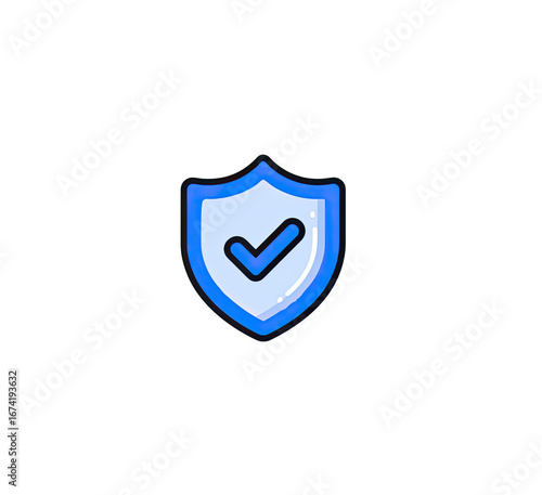 A stylized blue shield icon with a check mark Free Download A stylized blue shield icon with a check mark - GFXLoad