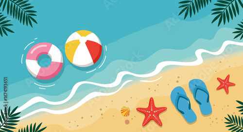Summer Beach Fun Relaxing Vibes, Sun-Kissed Sands, and Tropical Getaway