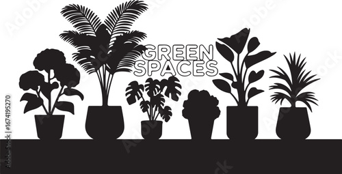 Green Spaces: A Collection of Potted Houseplant Silhouettes
