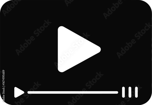 White Play Button and Progress Bar video player media control