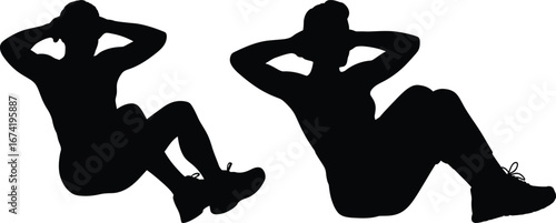 Man Doing Sit-ups Silhouette Fitness Exercise male workout