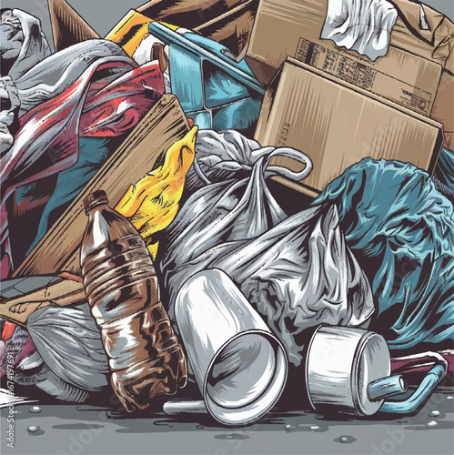 ecology, garbage, bin, container, illustration, recycling, green, vector, trash, waste, rubbish, pollution, metal, environment, cartoon, flat, plastic, recycle, eco, disposal, environmental protection