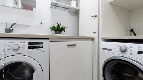 Wallpaper Mural Modern laundry room with washing machines. Torontodigital.ca