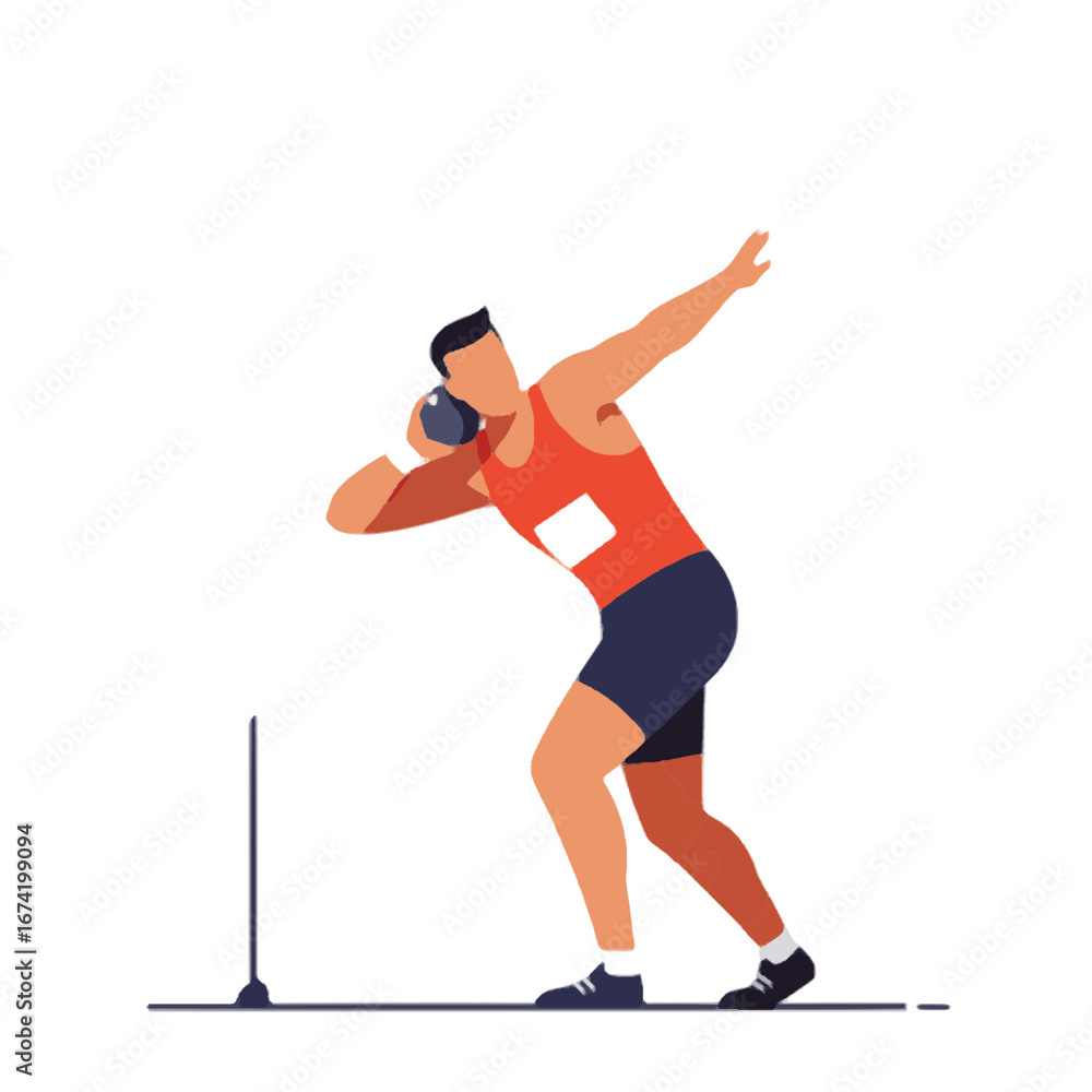 Fototapeta premium Shot put athlete in action throwing the metal ball in competition