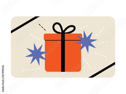 Minimalist gift card illustration with abstract geometric elements and text