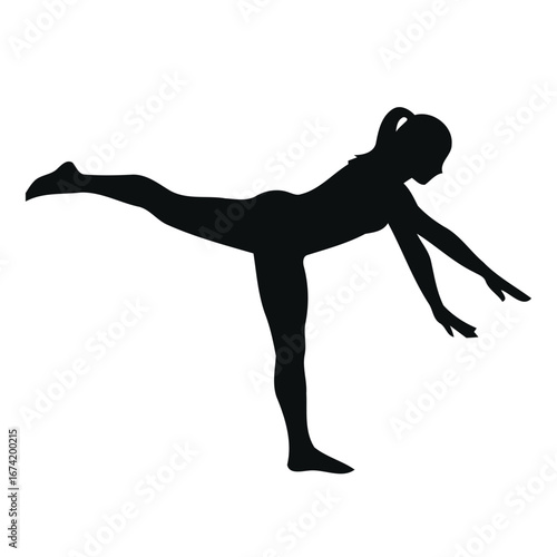 Silhouette of Woman in Warrior III Yoga Pose – Strength and Balance