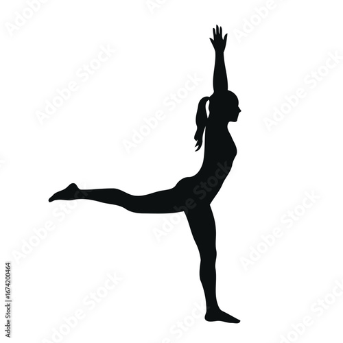 Silhouette of Woman in Yoga Balance Pose – Strength and Focus